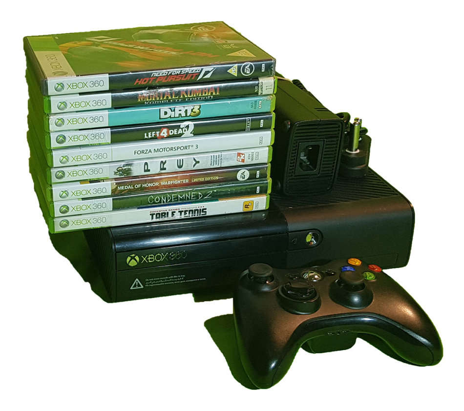 NEW MODEL Microsoft Xbox 360 E 4GB Console + 1 Controller + 9 games -in Good Condition