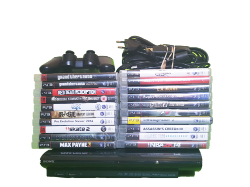 Sony Playstation 3 SuperSlim 12GB Console PS3 System + 2 Controllers + 23 Games - In Great Condition