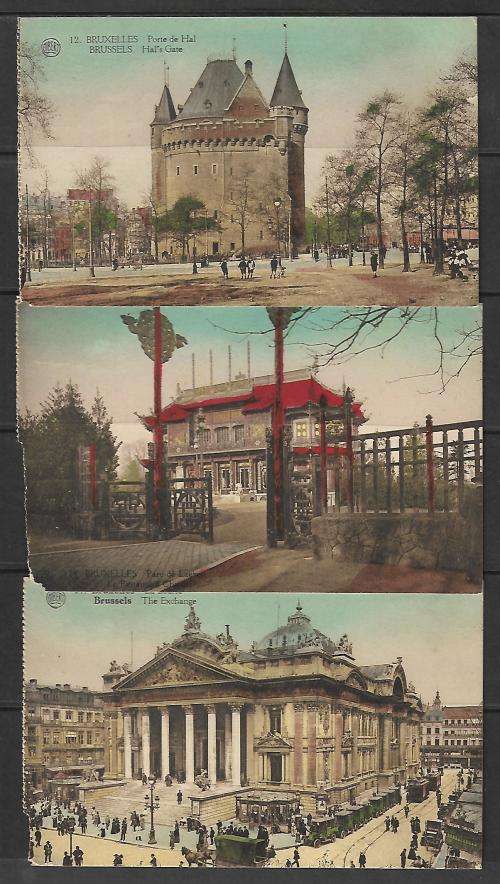 Brussels - set of 3 postcards - printed by 'Albert' - perforated on 1 side: as per scan