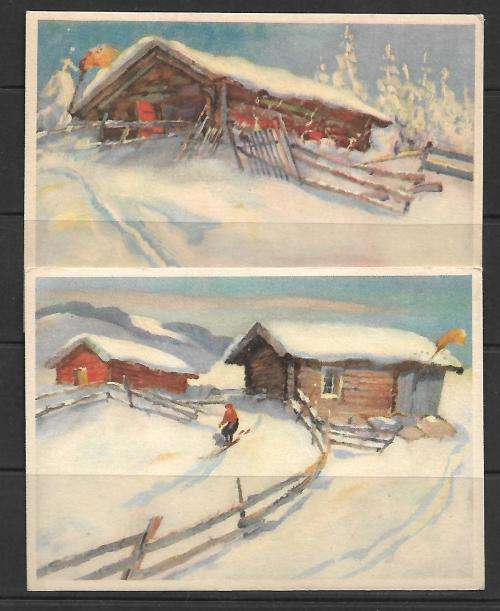 Norway - set of 4 postcards - Bjarne Frang - printed by Mitco - un-used