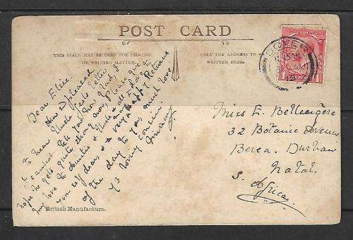 1915 British antique card - embossed - with 1 penny stamp & message - great item as per scan