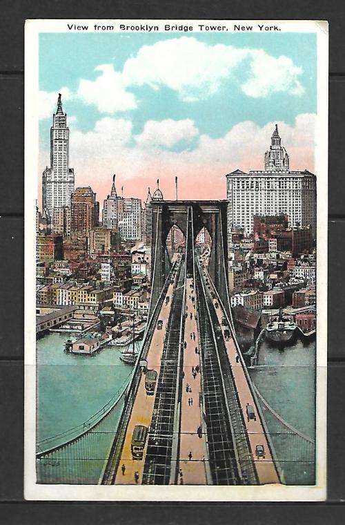 USA Vintage Postcard - Brooklyn Bridge NY - 1940's / 1950's