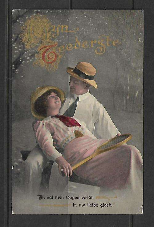 Early 1900's Netherlands Postcard - published by Allan Macfarlane - 'Myn Teederste' - un-used