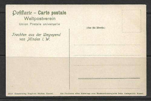 Vintage German Postcard - un-used - 'Kunstverlag Siegfried Backer, Kassel' - see scan