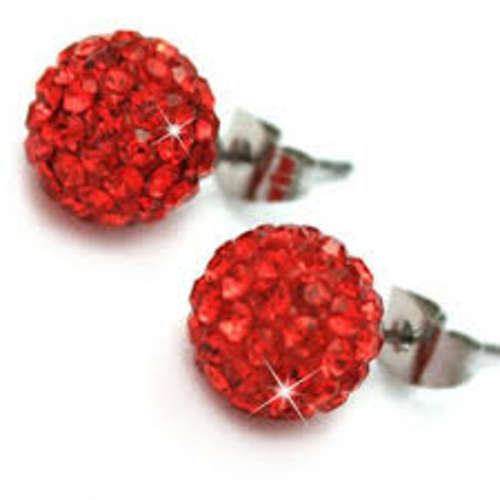 Gorgeous strawberry red sparkle shamballa earrings!!