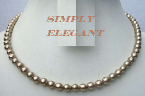 RARE AAA++ BRONZE 8MM AKOYA shell PEARL NECKLACE 18"