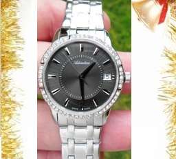 ADRIATICA 100% SWISS Made, S/Steel Charcoal Dial Ladies Date Watch A3602.5116QF