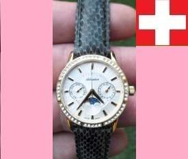 Ends 13H00**ADRIATICA**100% SWISS Made, Classic Champagne Dial Ladies Mutifunction Moon Phase Watch