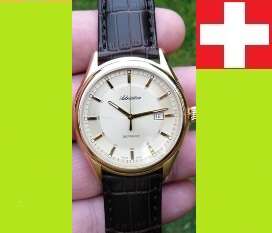 **ADRIATICA**100% SWISS Made , Classic Slim Series Gold PVD S/Steel Mens Date Sapphire Watch