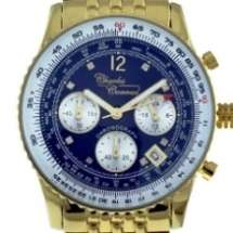 **Stunning**Charles Conrad Air Commander GOLD PL,Chrono,Blue Dial,8 Diamonds Pilot