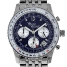 **Stunning**Charles Conrad Air Commander S/Steel,Chrono,Blue Dial,8 Diamonds Pilot
