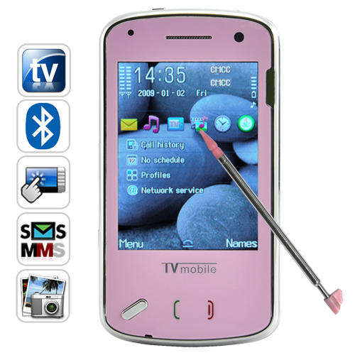 **Gorgeous**Pink Mini TV Mobile Phone with Dual Sim ,Quadband, Touchscreen