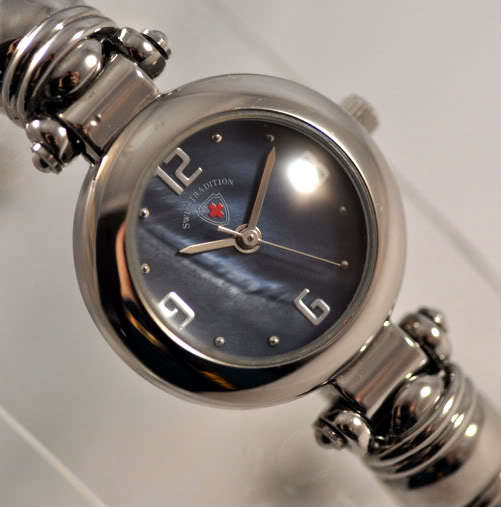 **Classic**LADIES SWISS TRADITION BLUE PEARL CUFF BRACELET WATCH