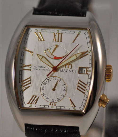 **Classic**NEW MAGNUS AUTOMATIC MADRID POWER RESERVE LEATHER MENS WATCH