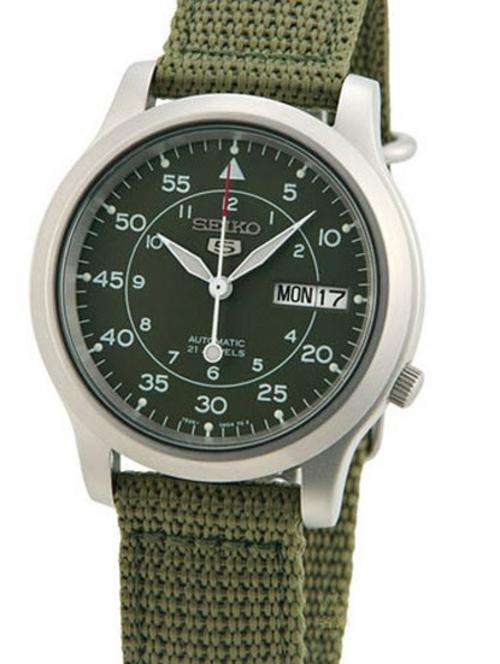 SEIKO 5 AUTOMATIC MILITARY AVIATOR WATCH TOUGH BAND SNK805K2