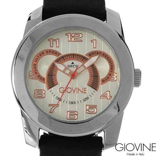 **Italian Styling**GIOVINE Mens S/Steel Black Rubber Watch ref.  0026