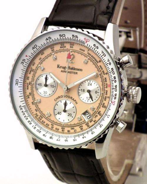 Krug Baumen " Airmaster" Diamond Champagne  Mens Chronograph Watch 400504DM