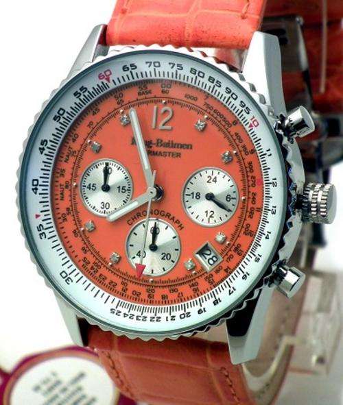 Krug Baumen " Airmaster" Diamond Orange  Mens Chronograph Watch 400511DM
