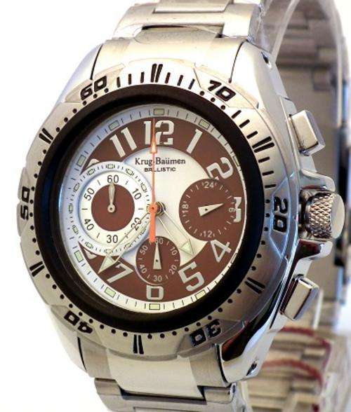 Krug Baumen Mens Ballistic Brown S/Steel Chrongraph Watch 401007BM