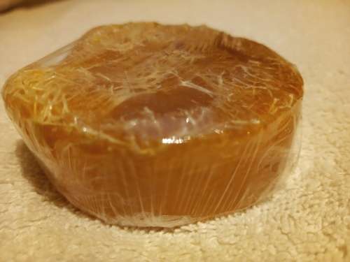 Handmade glycerine soap with natural loofah - Pineapple PLUS black velour guest towel