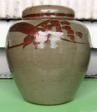 UNUSUAL LARGE LIDDED TIM MORRIS POTTERY JAR