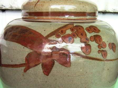 UNUSUAL LARGE LIDDED TIM MORRIS POTTERY JAR