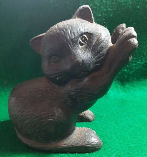 OLD CAST IRON CAT FIGURINE DOOR STOP