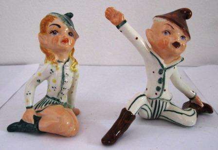 PAIR OF LUCIA WARE BOY AND GIRL HAND PAINTED PIXIES