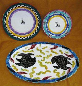 CLEMENTINA VAN DER WALT PLATTER,PLATE AND SIDE PLATE