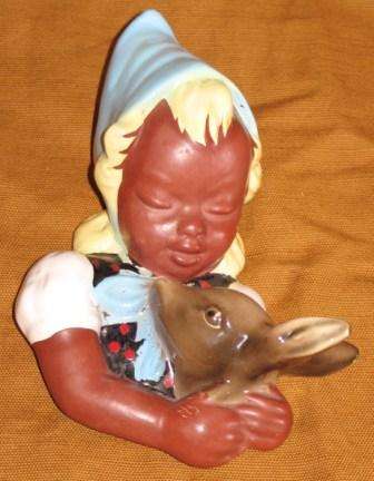 Rare, retro, 1950s, "girl with Bambi" wall plaque, in perfect condition