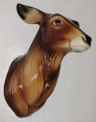 LARGE 1950S CERAMIC BAMBI WALL HEAD,MARKED JEMA HOLLAND NR 220