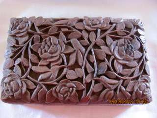 Vintage Hand Carved Oriental ?Rosewood Box      c1940+?