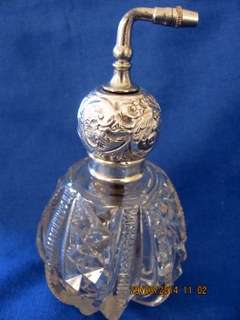 Antique Perfume Silver, Silver Plated and Lead Crystal  Bottle.... London, c1911