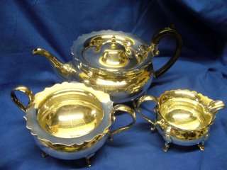 Vintage Silver plated Tea pot "RR' Sheffield.  and Sugar Bowl and Milk/Creamer.