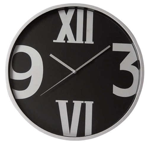 Silver & black face wall clock