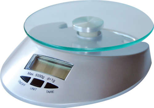 Glass and matt silver kitchen scale