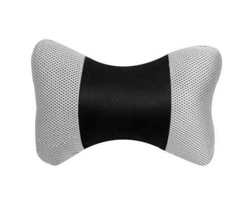Black and grey car neck pillow with black elastic strap