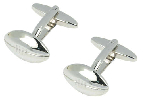 Silver cufflinks 'rugby' in presentation box