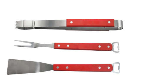 3 Piece Stainless Steel and Rose Wood Braai Set