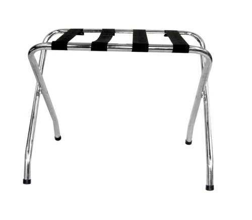 Chrome folding luggage rack with black straps (62.5x37.5x56.5cm)