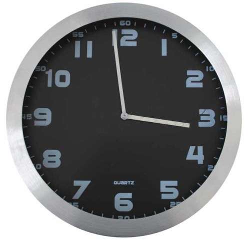 Aluminium and black wall clock