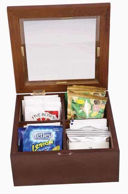 Dark wood tea chest with 4 compartments
