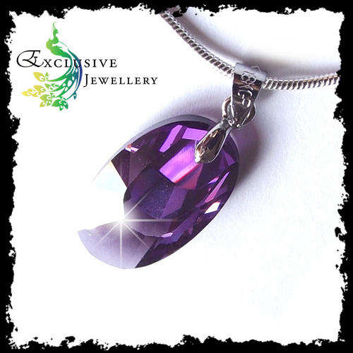 EXCLUSIVE JEWELLERY -22.12 CT. 21mm x 11.9mm Purple Amethyst Cubic Zirconia Slipper Pendant