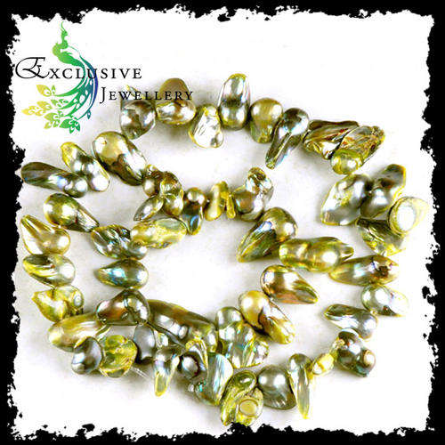 EXCLUSIVE JEWELLERY - Fancy Blister Freshwater Pearl - Olive Green (11-26mm) - 16 Inches