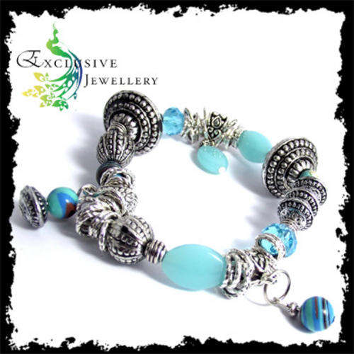 EXCLUSIVE JEWELLERY -  Silver, Turquoise and Swarovski Crystal Bracelet
