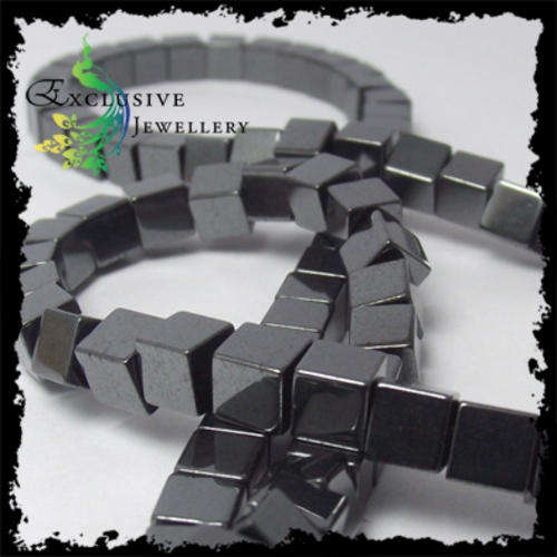 SEMI-PRECIOUS BEADS - Magnetic Hematite Cube Beads (4mm) - 40cm
