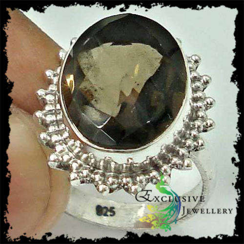 EXCLUSIVE JEWELLERY -.925 Sterling Silver Smokey Topaz  Ring (Size 7) - 19.00cts