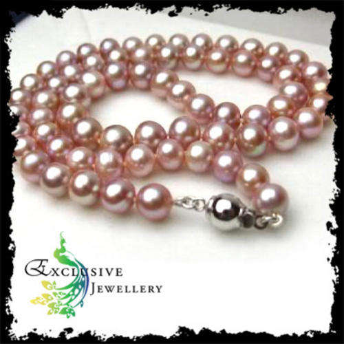 EXCLUSIVE JEWELLERY - Genuine Natural AKOYA Purple Pearl Necklace