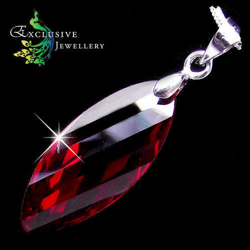 EXCLUSIVE JEWELLERY -19.76 CT. 23mm x 9.9mm Red Ruby Cubic Zirconia Twist Pendant