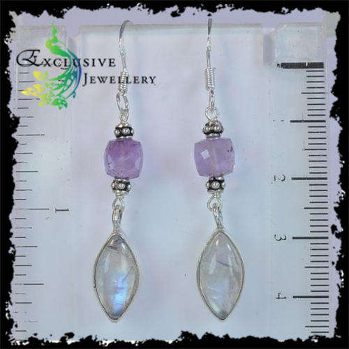 EXCLUSIVE JEWELLERY - Amethyst Moonstone .925 Sterling Silver Earrings